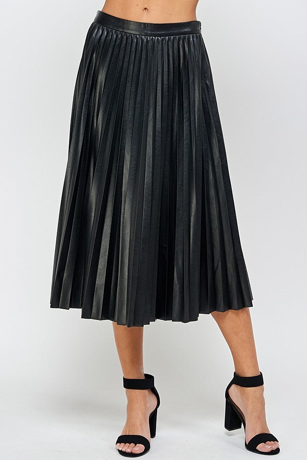 FAUX LEATHER PLEATED SKIRTS