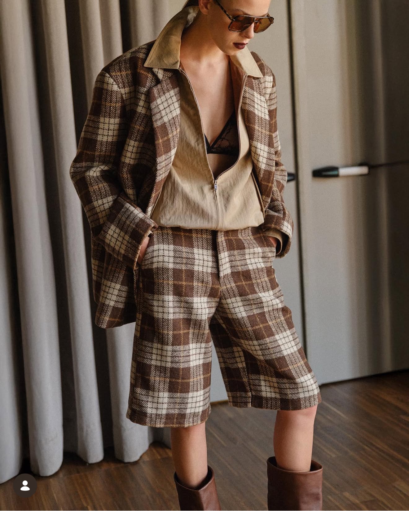 High-Waisted Plaid Culottes