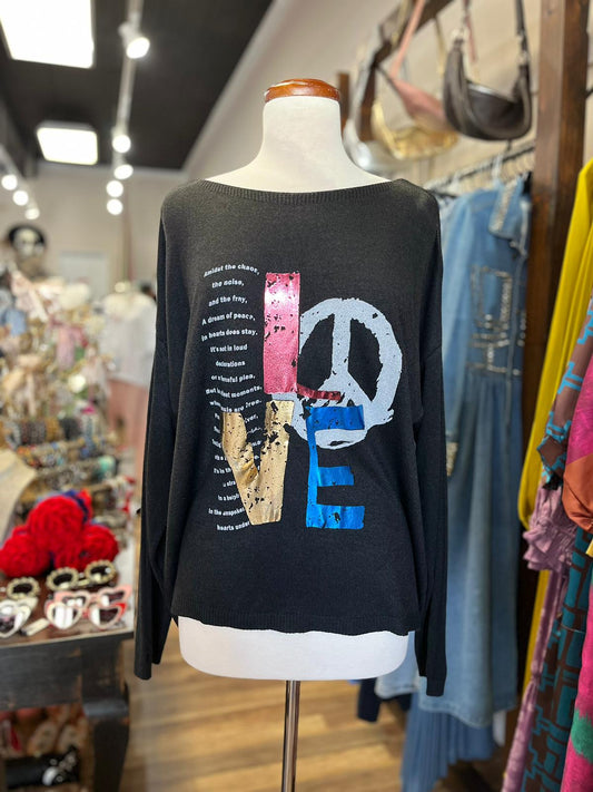 "PEACE AND LOVE" LONG SLEEVES TOP