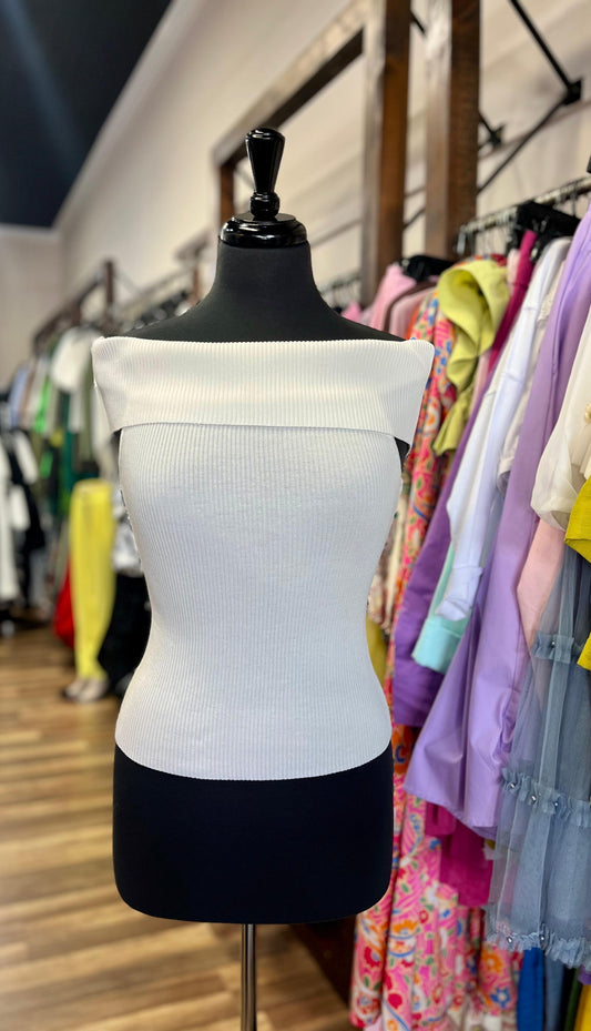 Off The Shoulder Fold Over Sweater Knit Top