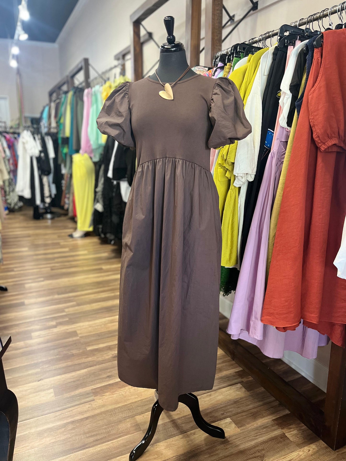Balloon-sleeved Dress