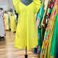 V-Neck A-Line Dress Flutter Sleeves