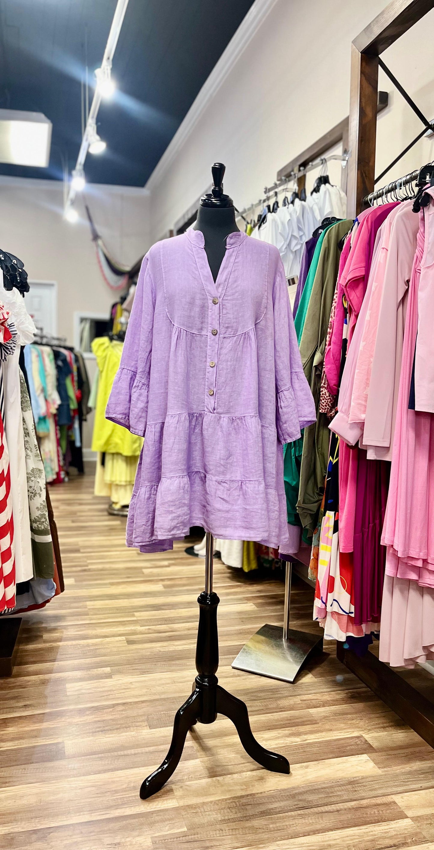 Tiered Linen Tunic Dress