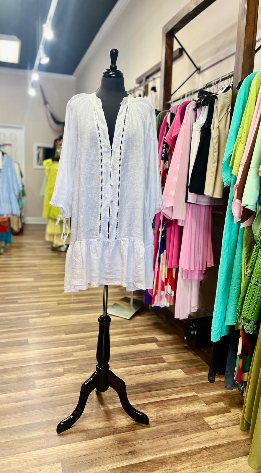 Bohemian Flowy Linen Dress