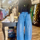 High-waisted pants with Rhinestones