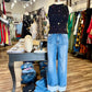 Wide-Leg Cuffed Jeans