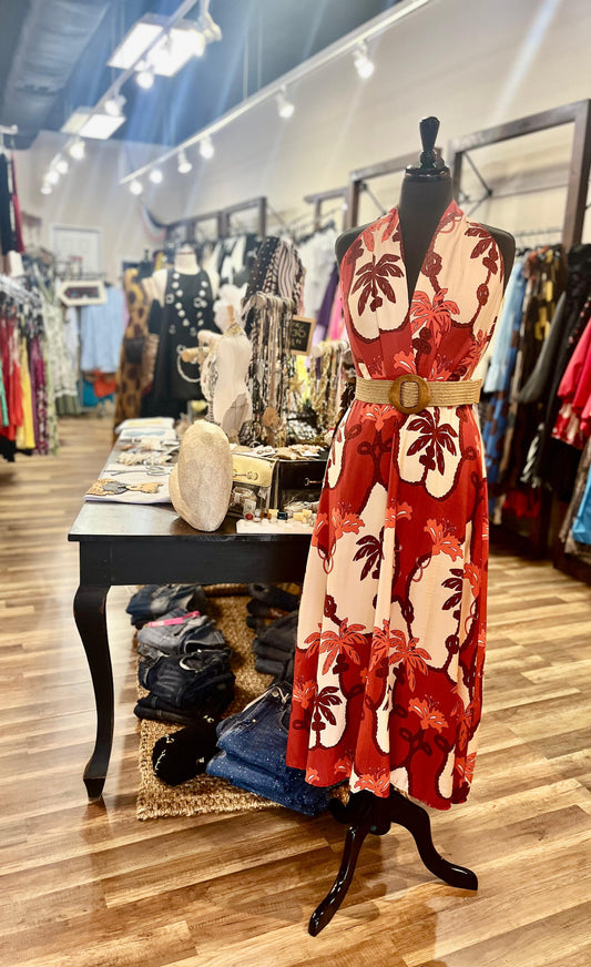 Halter Neck Floral Print Maxi Dress