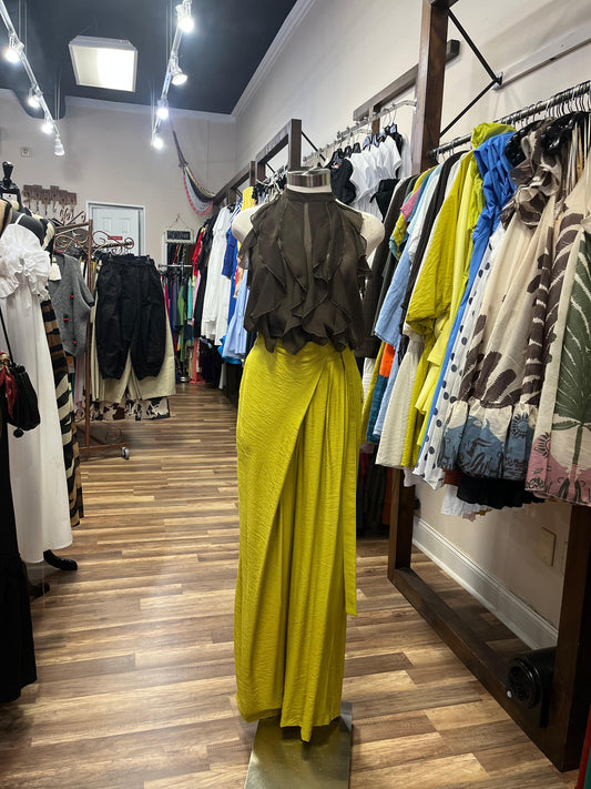 High Neck Ruffle Blouse