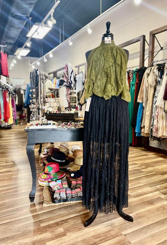 Sheer Lace Maxi Skirt