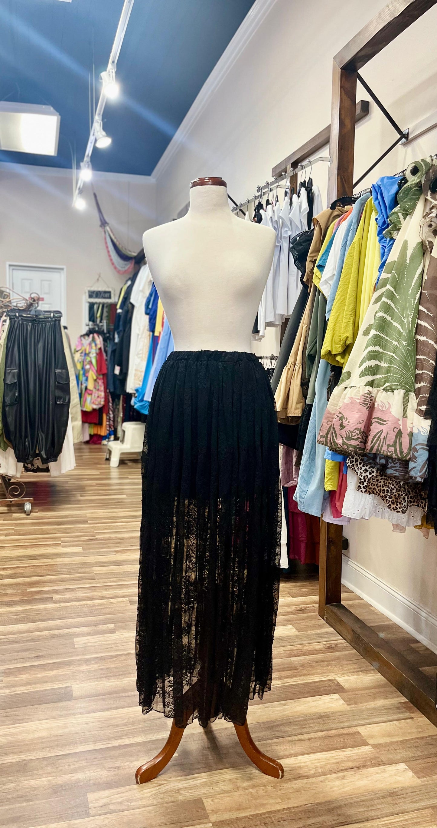 Sheer Lace Maxi Skirt