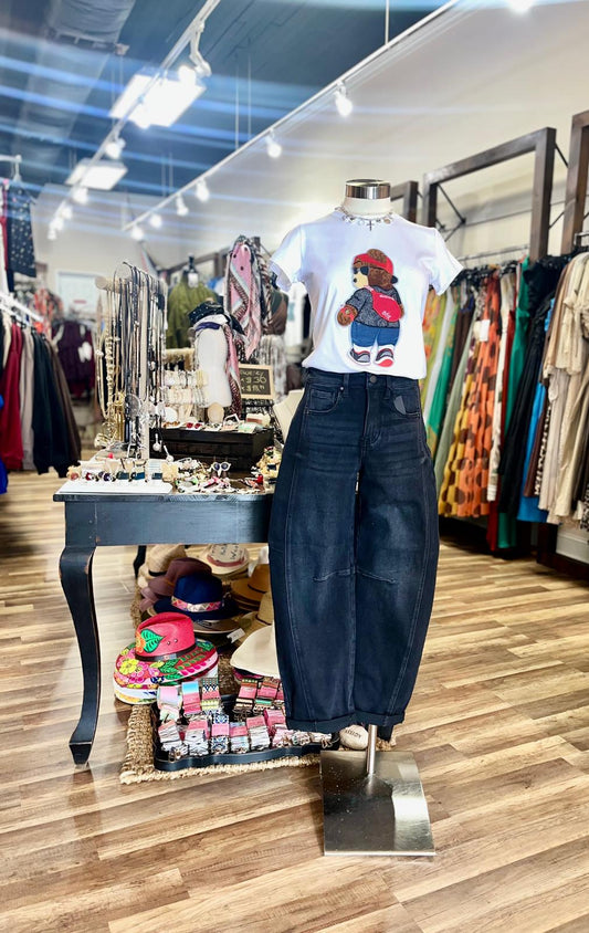 High Rise Crop Barrel Cuffed Jeans