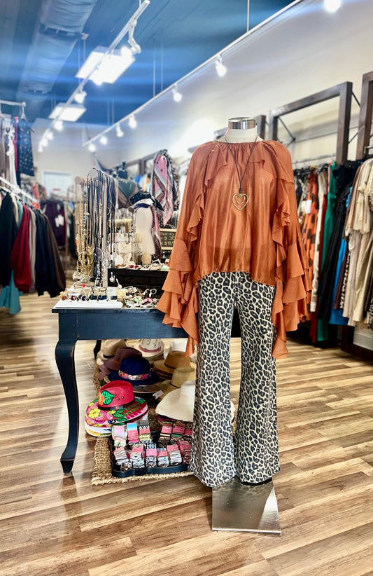 Leopard Print Wide-Leg Pants