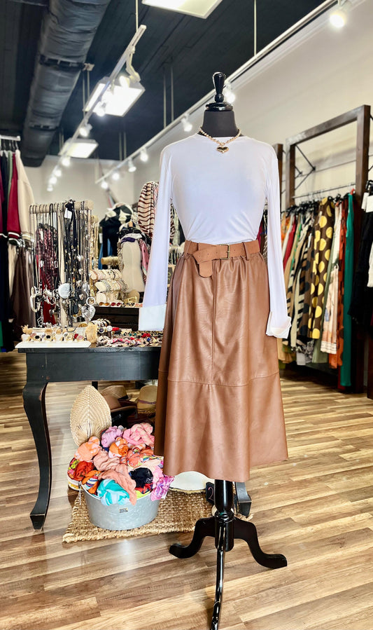 A-line midi skirt with belt