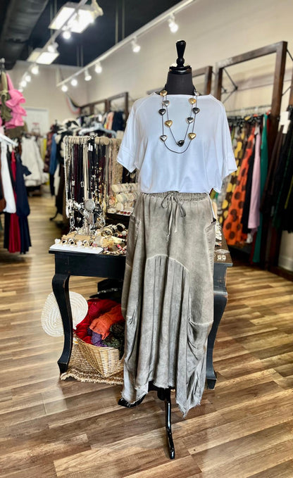 Washed Effect Fabric Skirt