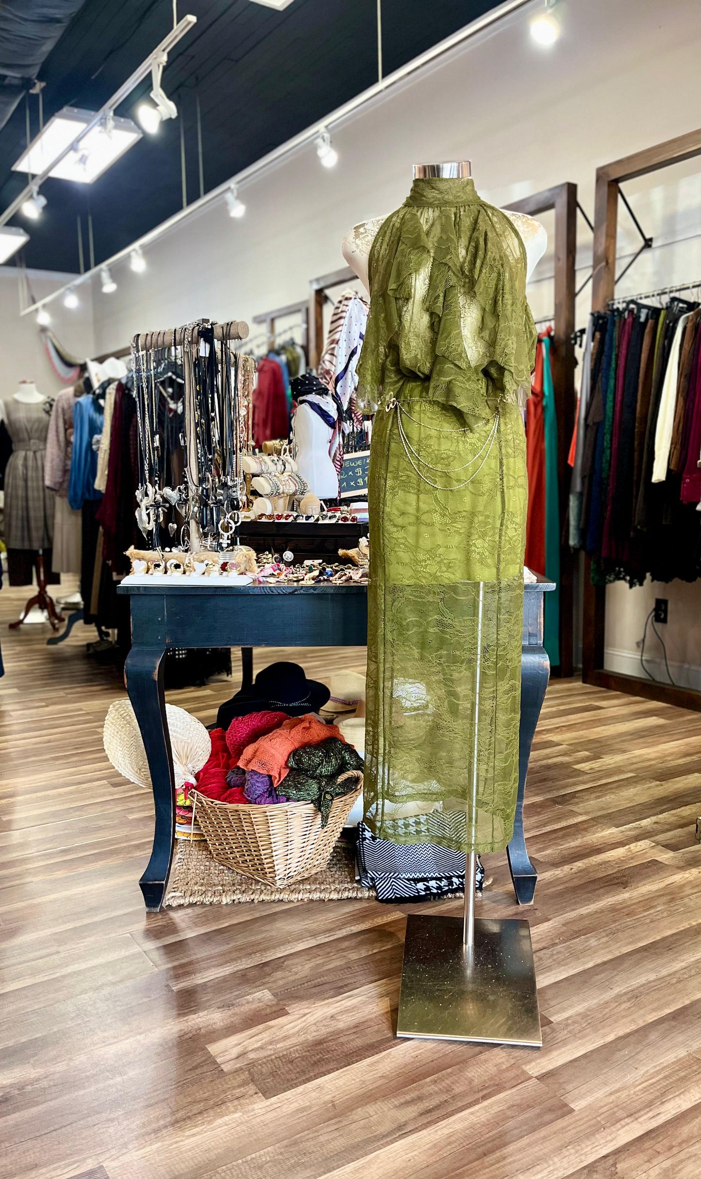 Sheer Lace Midi Skirt