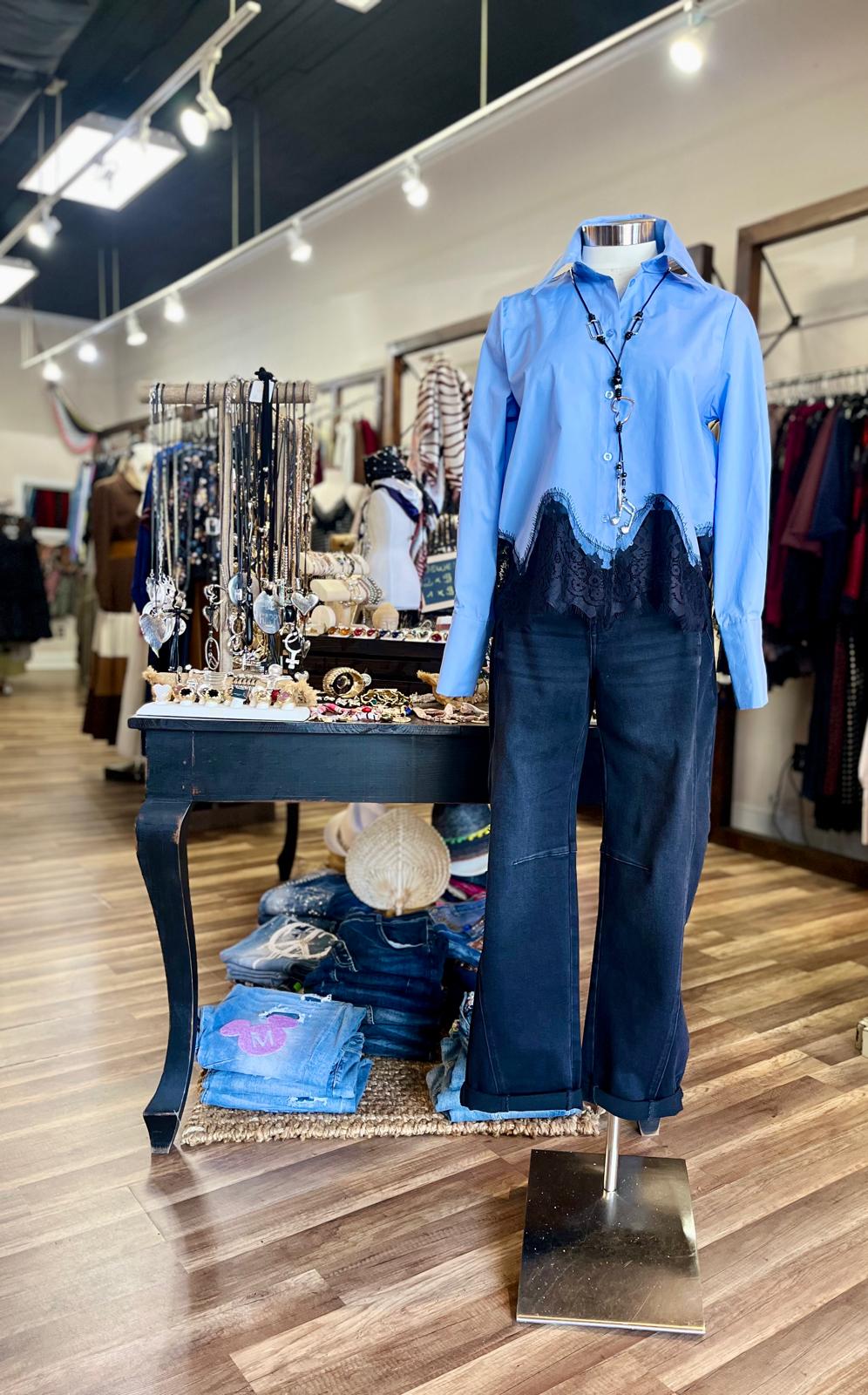 Shirt with Lace Hem Detail