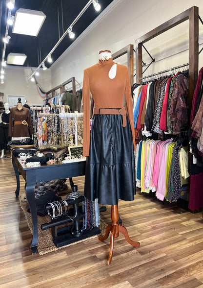 Long Sleeve Mock Neck Cut-Out Bodysuit