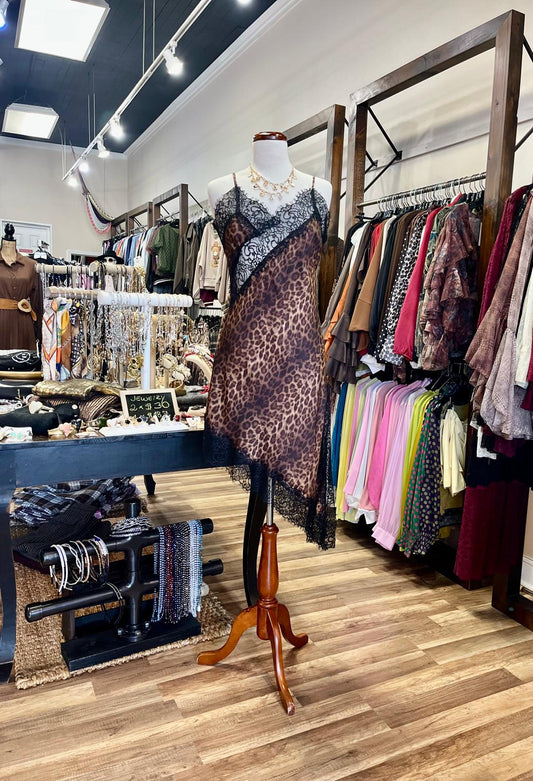 Leopard Satin Lace Dress