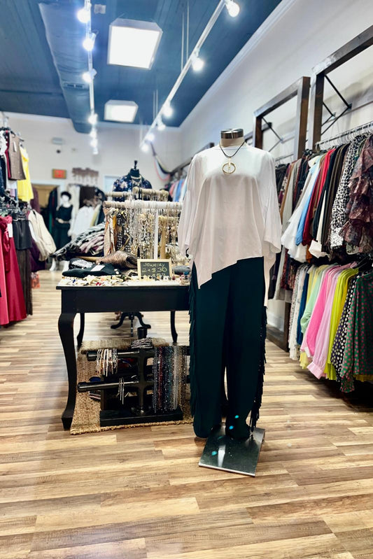 Fringe -Trim Wide-Leg Pant