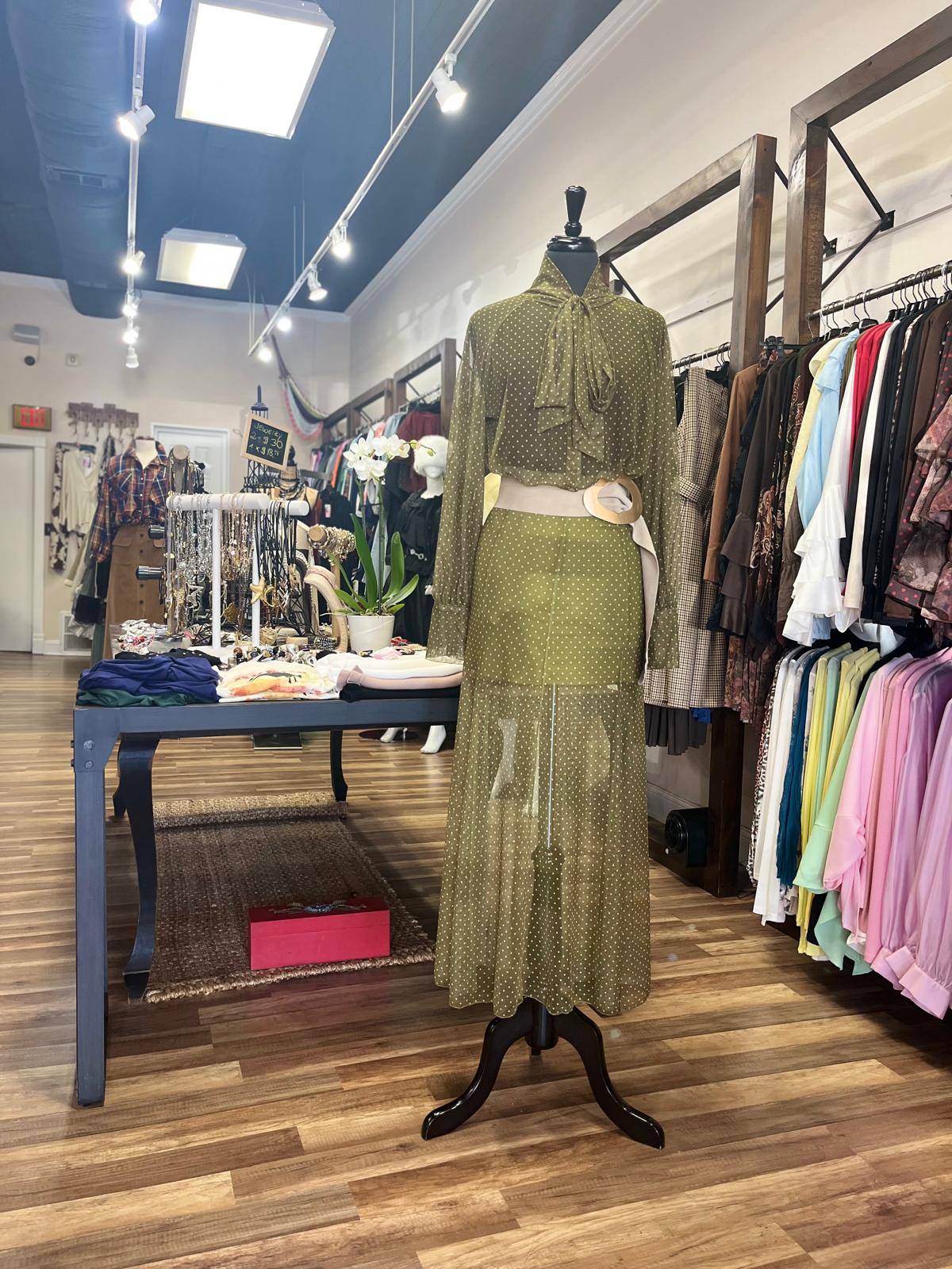 Polka Dot Blouse & Midi Skirt Set