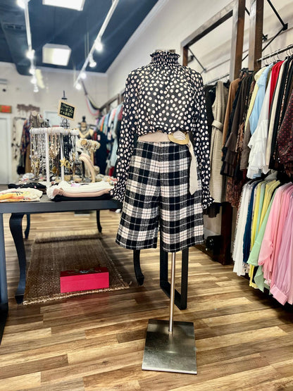 High-Waisted Plaid Culottes