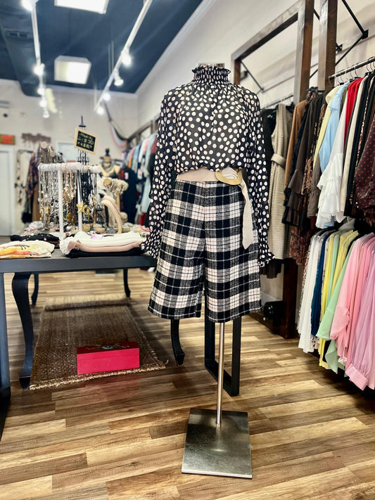 High-Waisted Plaid Culottes