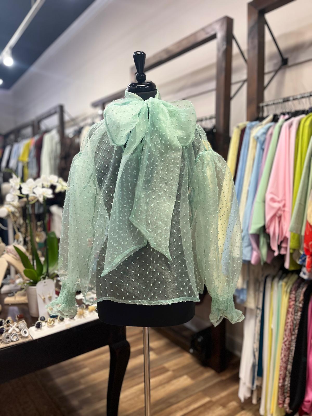 Sheer Polka-Dot Blouse