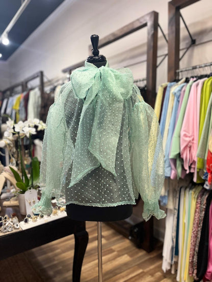 Sheer Polka-Dot Blouse
