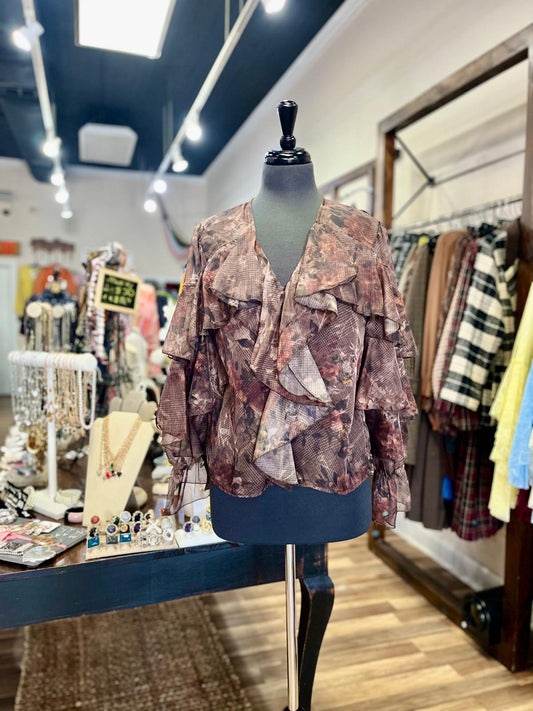 Ruffled V-Neck Blouse