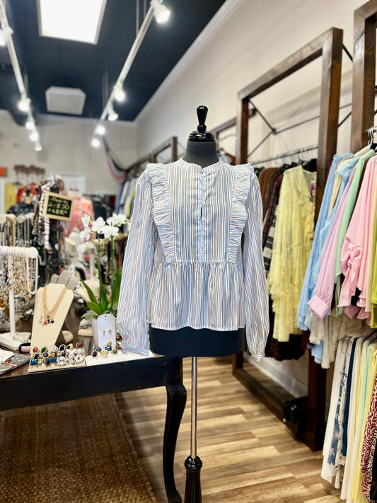 Ruffled Striped Blouse