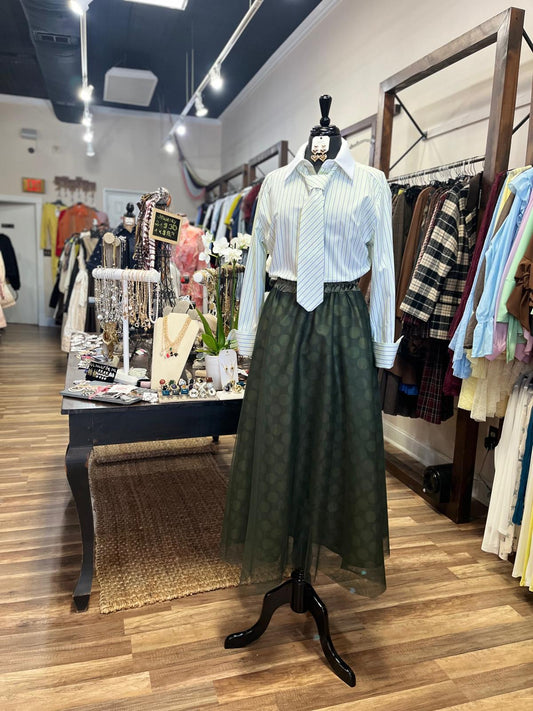Polka Dot Tulle Midi Skirt
