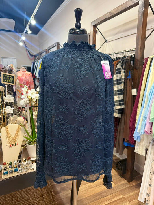 High-Neck Lace Blouse