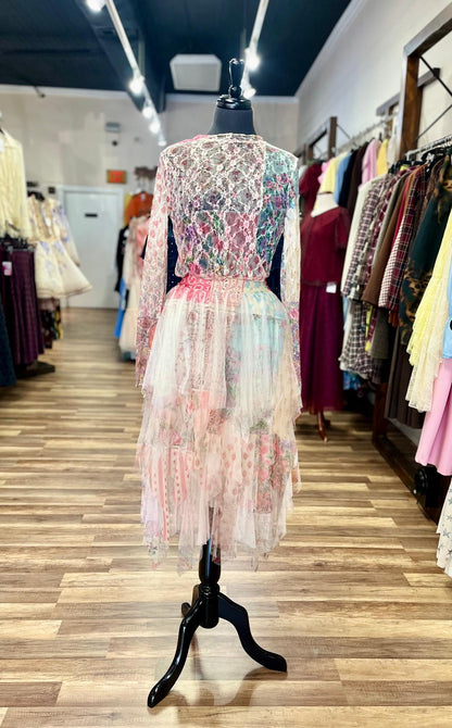 Patchwork Tulle Midi Skirt