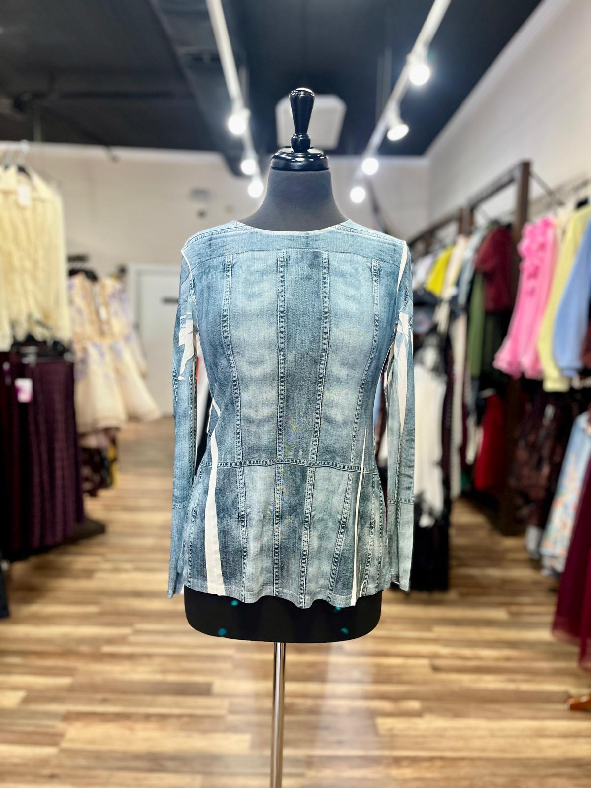 Sheer Mesh Denim Top