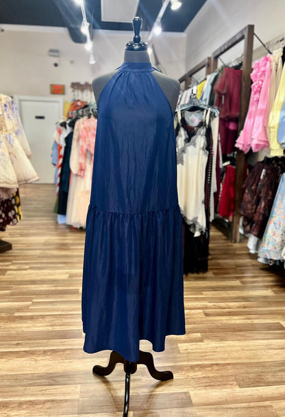 Halter Neck Sleeveless Midi Dress