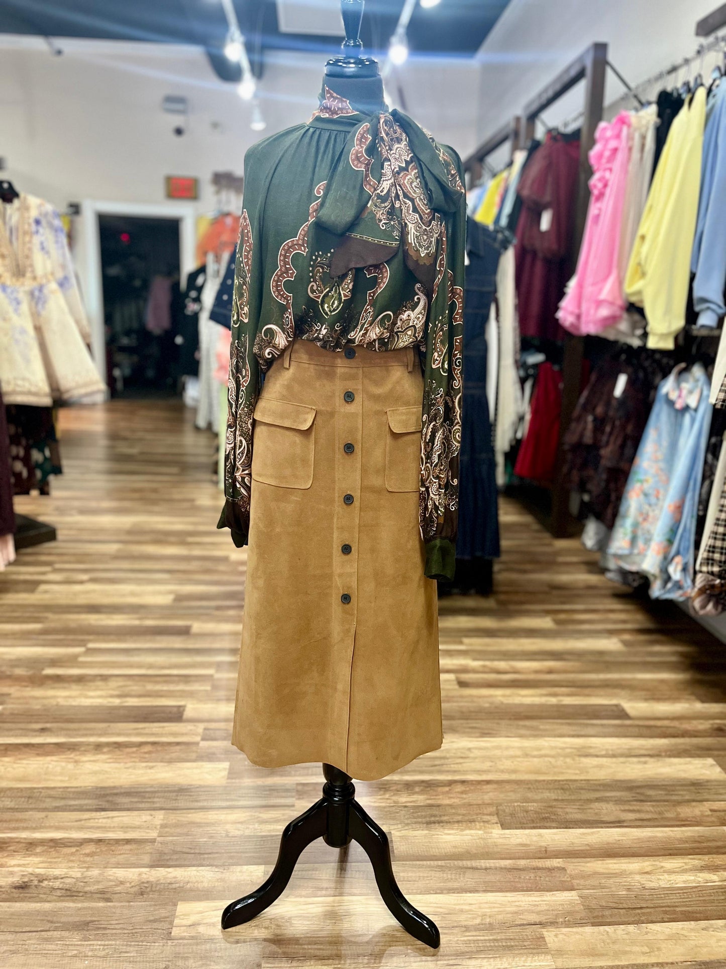 Suede Midi Skirt