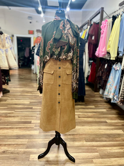 Suede Midi Skirt