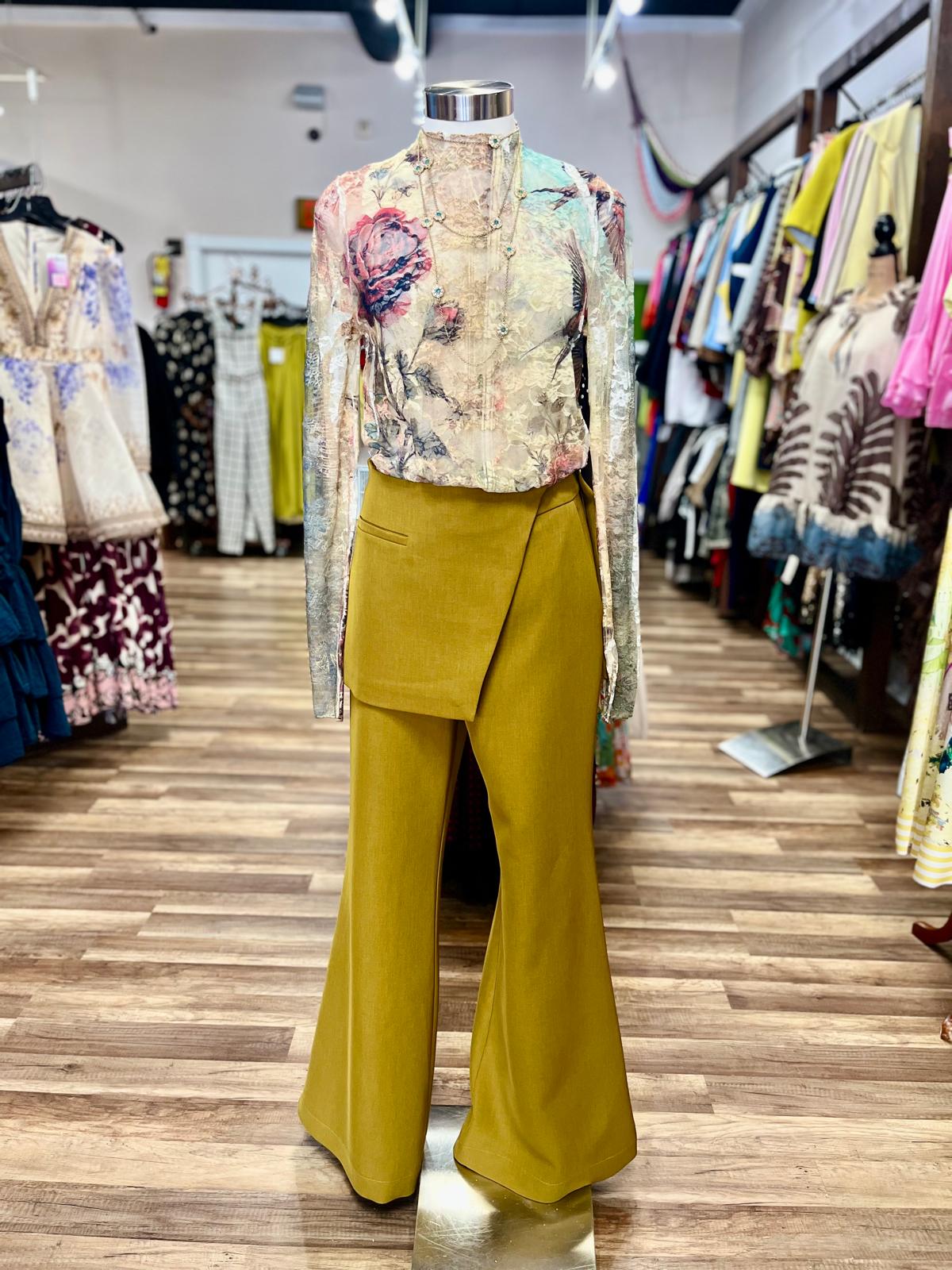 Wrap Panel Wide -Leg Pants