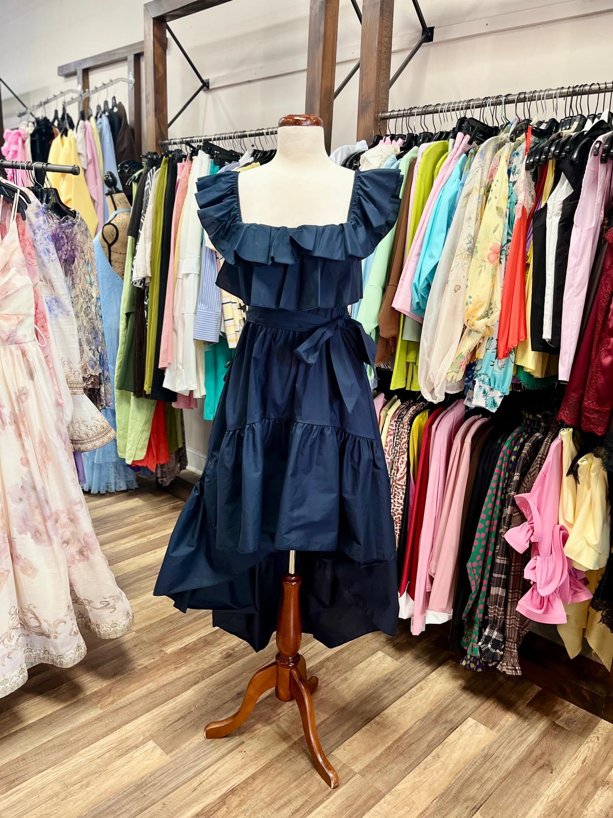 Ruffle off-Shoulder High-Low Dress