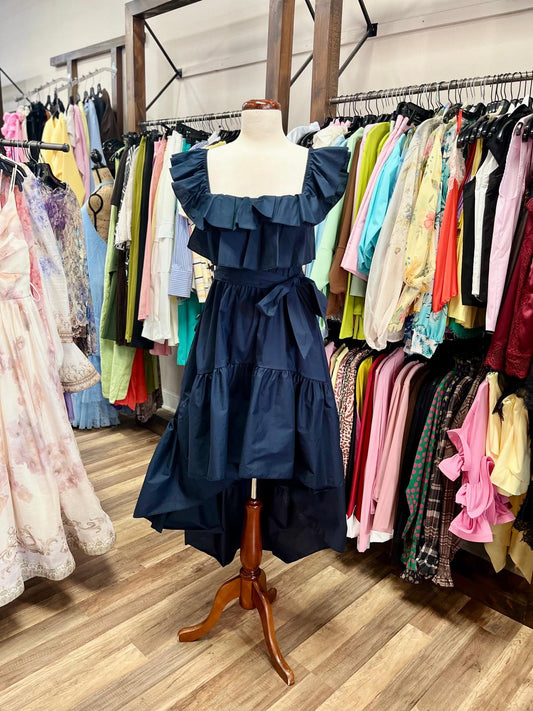 Ruffle off-Shoulder High-Low Dress