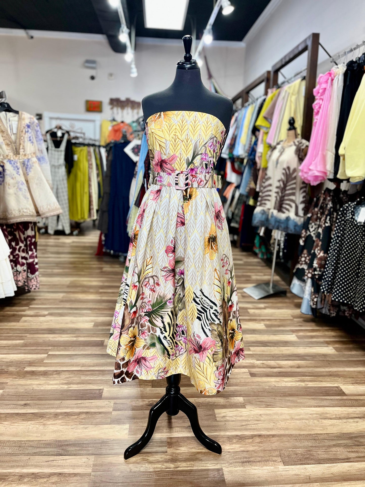 Strapless Floral Dress