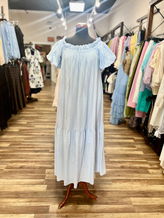 Ruffle Neck Midi Dress