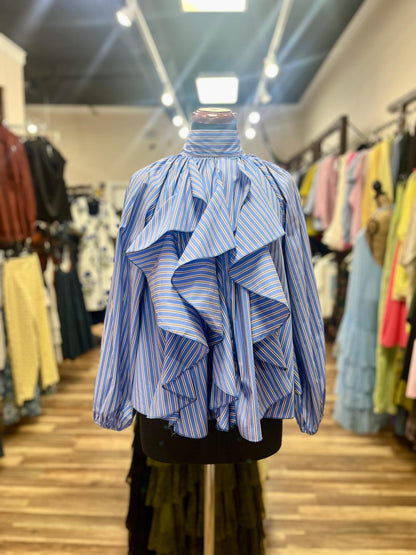 Ruffle Striped Blouse
