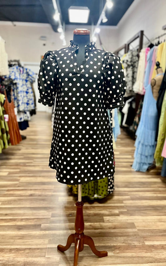 Polka Dot Puff Sleeve Dress