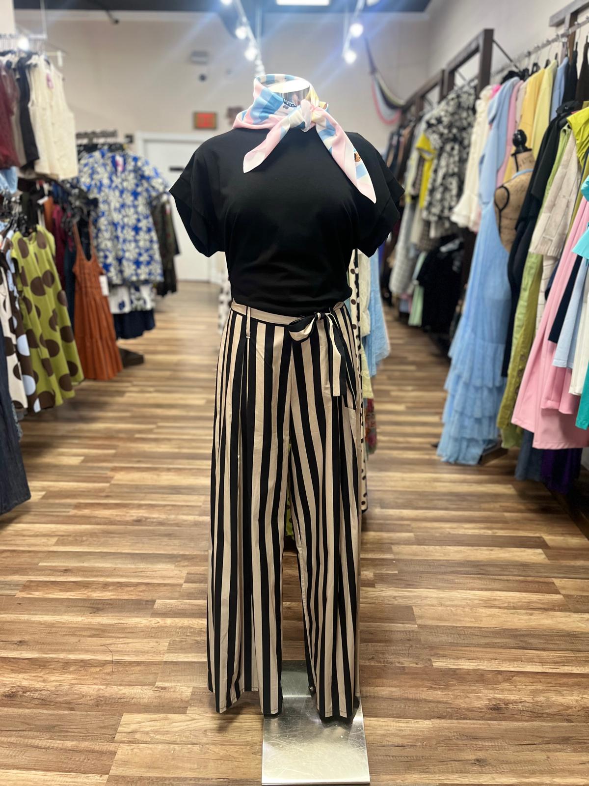 Striped Wide-Leg Pants