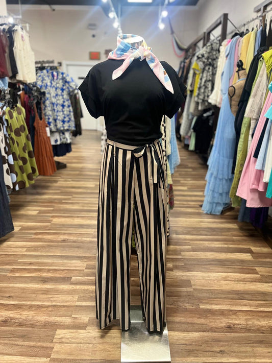 Striped Wide-Leg Pants