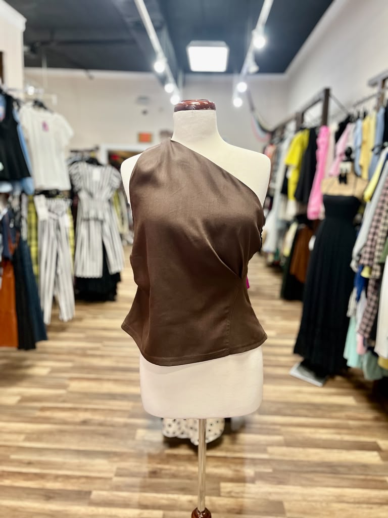 One-Shoulder Linen Top