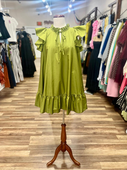 Ruffle Sleeve Shift Dress