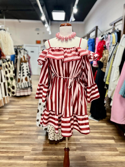 Off-Shoulder Stripe Dress