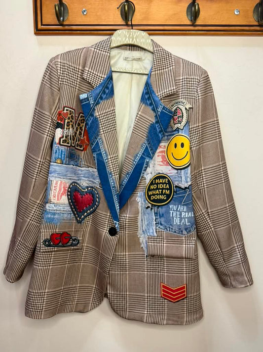 Plaid Denim Blazer